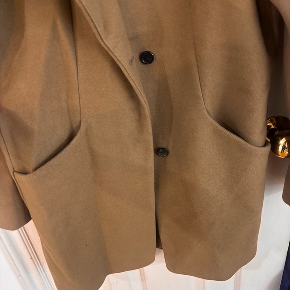 Tan Wilfred Pea coat - roundish lapel Italian wool - Picture 6 of 11